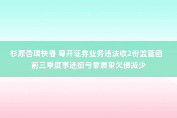 杉原杏璃快播 粤开证券业务违法收2份监管函  前三季度事迹扭亏靠展望欠债减少