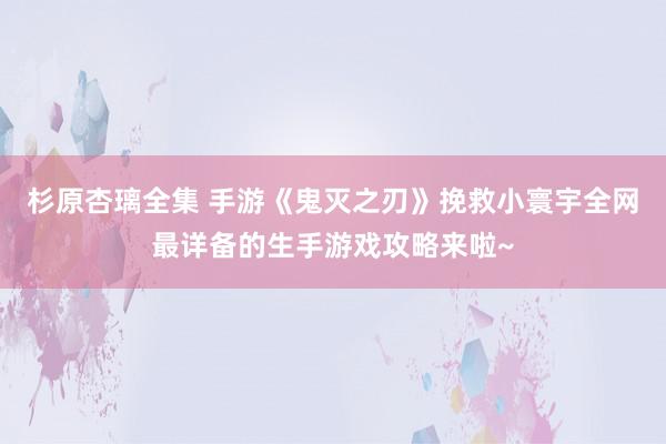 杉原杏璃全集 手游《鬼灭之刃》挽救小寰宇全网最详备的生手游戏攻略来啦~