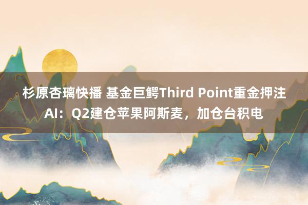 杉原杏璃快播 基金巨鳄Third Point重金押注AI：Q2建仓苹果阿斯麦，加仓台积电