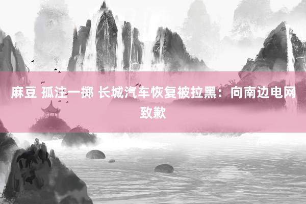 麻豆 孤注一掷 长城汽车恢复被拉黑：向南边电网致歉