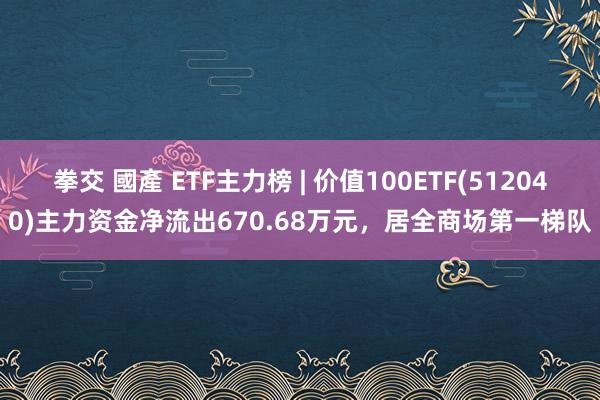 拳交 國產 ETF主力榜 | 价值100ETF(512040)主力资金净流出670.68万元，居全商场第一梯队